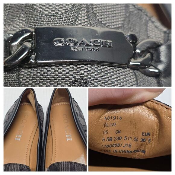 Coach Signature "Olive" Gray Monogram Loafers Driver Moccasins 6.5 - Picture 2 of 8